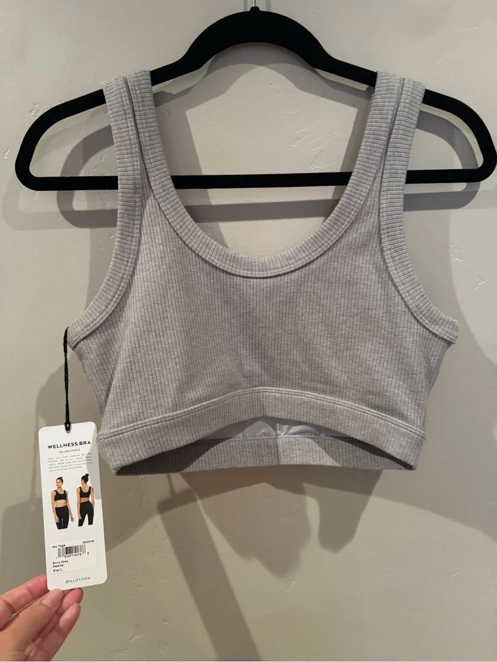 ALO Yoga Wellness Ribbed Scoop Crop Bralette - Dove Gray